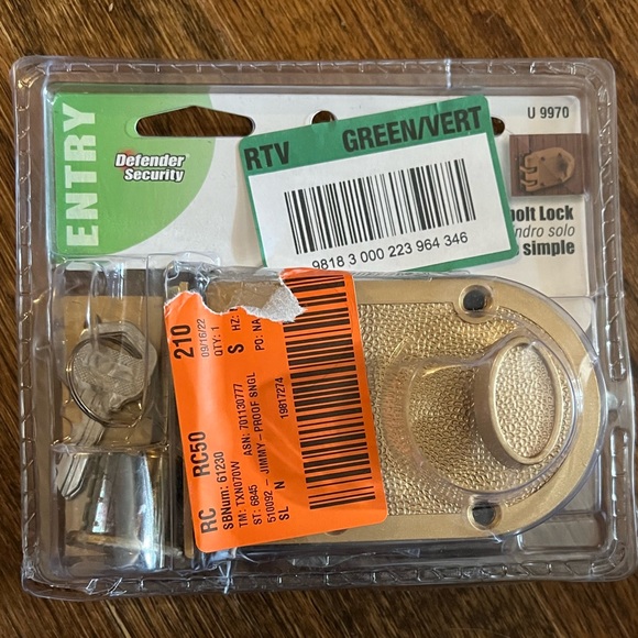 💜5/$25 New Brass Deadbolt Lock and Key - Picture 7 of 8